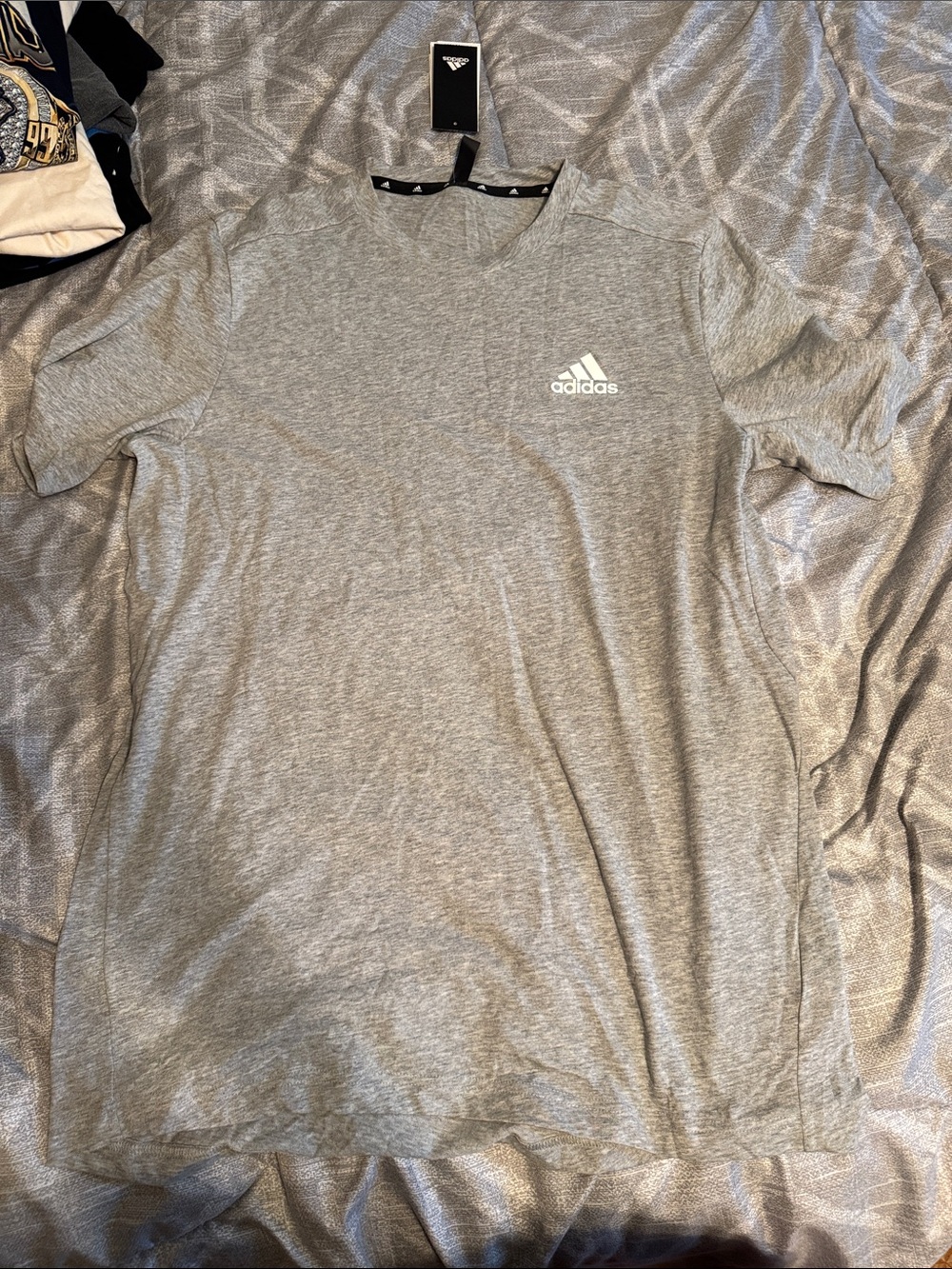 adidas Grey Short Sleeve Crew Neck Tee with Logo